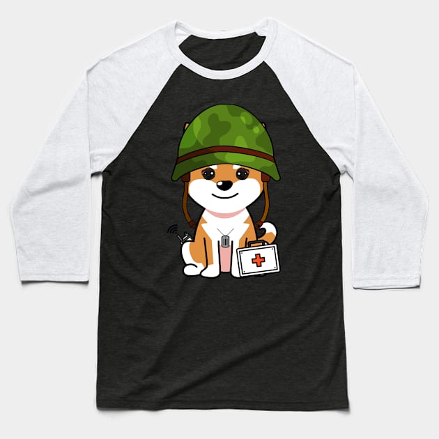 Cute orange dog is an army medic Baseball T-Shirt by Pet Station